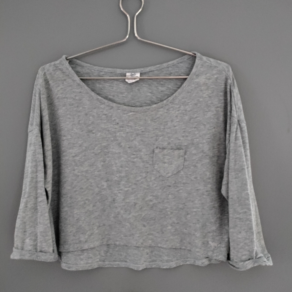 Pink high low crop top XS